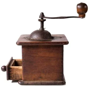 Open Old Coffee Grinder Side View Stock Photos