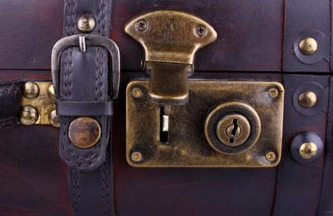 Open old suitcase, close up Foto stock