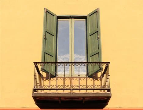 Open Old Window On Brick Wall Stock Photos