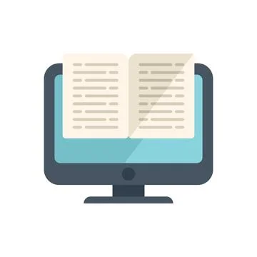 Open online book icon flat vector. Distance study 스톡 일러스트