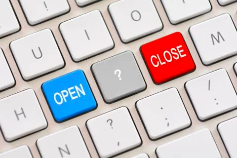 Open or Close choice on keyboard Stock Photos