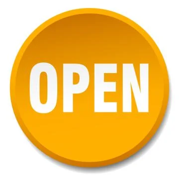 Open orange round flat isolated push button 스톡 일러스트