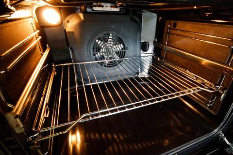 Open oven with forced draft fan and lighting Stock Photos