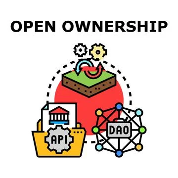 Open ownership concept with dao blockchain and digital property Stock Illustration