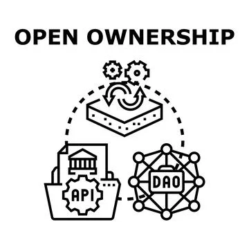 Open ownership concept with dao blockchain and digital property 스톡 일러스트