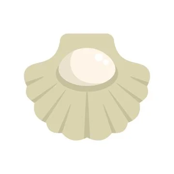 Open oyster shell containing a large, round, white pearl Stock Illustration