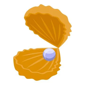 Open oyster shell containing a single, luminous pearl Stock Illustration