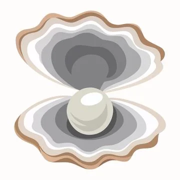 Open Oyster Shell with Pearl Gemstone Luxury Marine Jewelry Stock Illustration