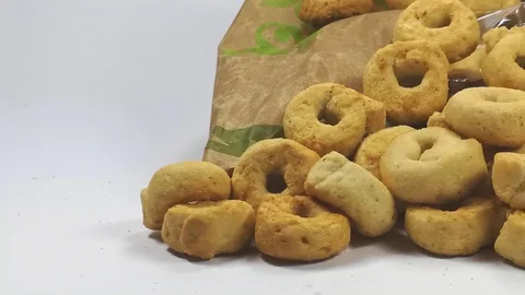 Open pack with Apulian taralli Stock Footage 104976347