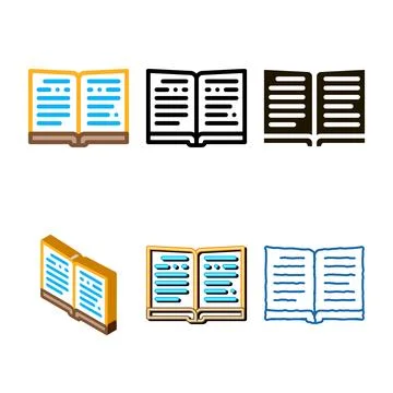 Open pack book icon vector outline Stock Illustration