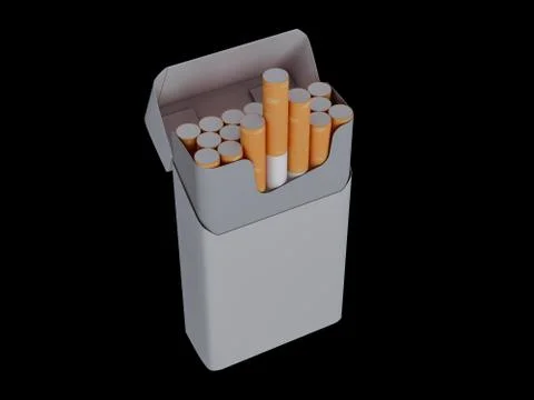 Open pack of cigarettes isolated on a black  background. 3D illustration Stock Illustration