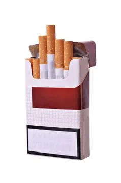 Open pack of cigarettes Stock Photos