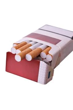 Open pack of cigarettes Stock Photos