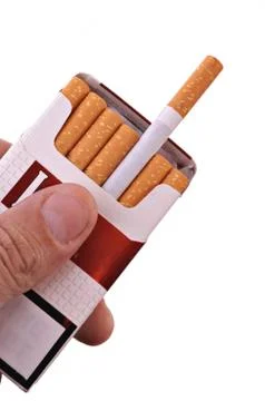 Open pack of cigarettes Stock Photos