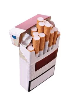 Open pack of cigarettes Stock Photos