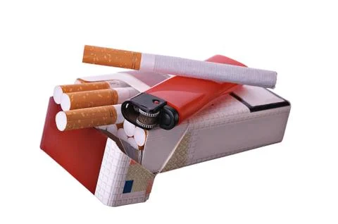 Open pack of cigarettes Stock Photos