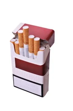 Open pack of cigarettes Stock Photos