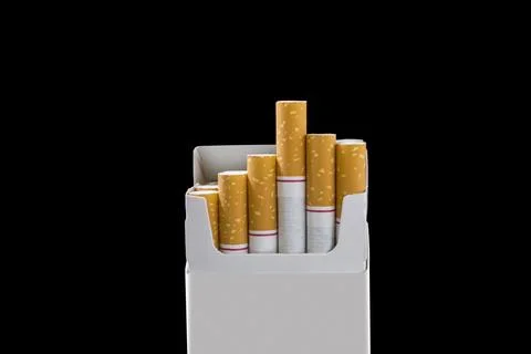 Open pack of cigarettes standing isolated Stock Photos