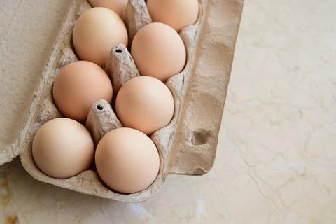 An open package of eggs Stock Photos