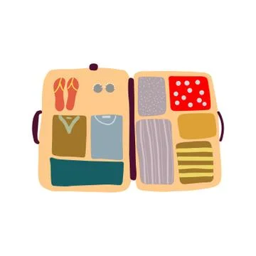 Open packed luggage Stock Illustration