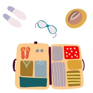 Open packed luggage Stock Illustration