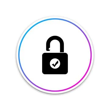 Open padlock and check mark icon isolated on white background. Security check 스톡 일러스트