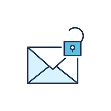Open Padlock and Envelope vector Email Security concept colored icon Stock Illustration