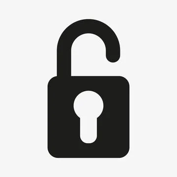 Open padlock black vector icon. Unocked symbol Stock Illustration