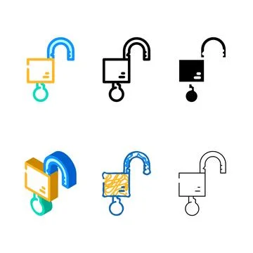 Open padlock color icon vector series Stock Illustration