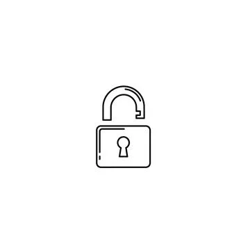 Open padlock data security access line icon vector illustration graphic Stock Illustration