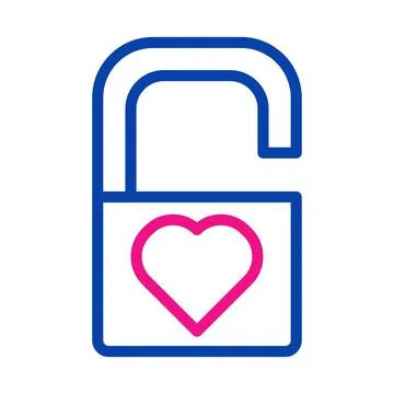 Open padlock with heart shape. Concept of love, relationship, and security. Stock Illustration