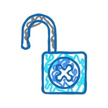 Open padlock icon doodle illustration Stock Illustration