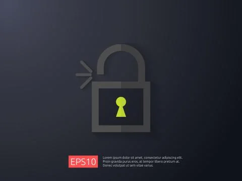 Open padlock icon vector illustration. lock access warning alert security con Stock Illustration