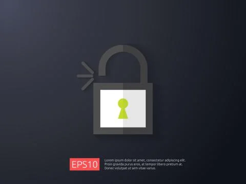 Open padlock icon vector illustration. lock access warning alert security con Stock Illustration