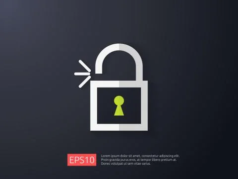 Open padlock icon vector illustration. lock access warning alert security con Stock Illustration