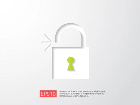 Open padlock icon vector illustration. lock access warning alert security con Stock Illustration