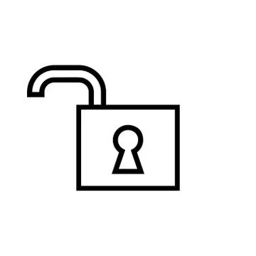 Open Padlock icon vector. Unlock flat line design sign Stock Illustration