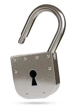 Open padlock isolated on white background. 3d illustration. Stock Illustration