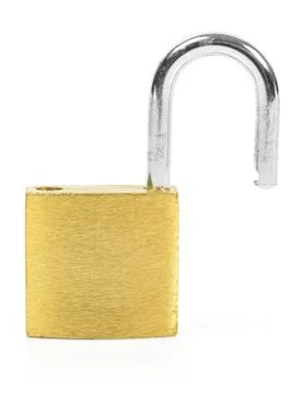 Open padlock isolated on white background Stock Photos