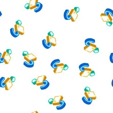 Open padlock isometric icon seamless pattern Stock Illustration