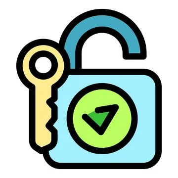 Open padlock with key and check mark symbolizing security and access Illustrazione stock