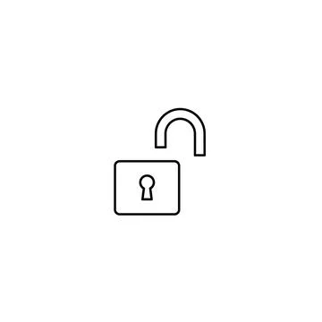 Open padlock line icon symbolizing security access and privacy release Stock Illustration