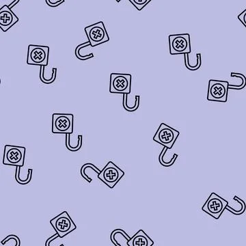 Open padlock line seamless pattern Stock Illustration