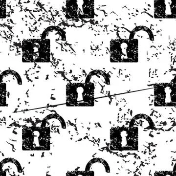 Open padlock pattern, grunge, monochrome イラスト素材