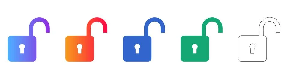 Open Padlock Security Icons Stock Illustration