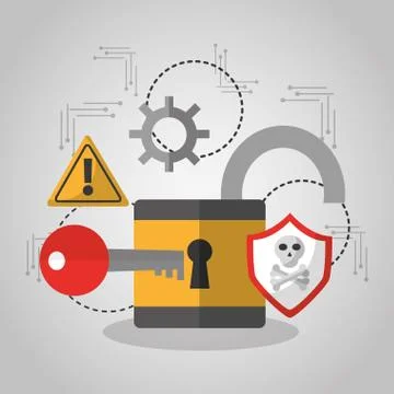 Open padlock security key software protection Stock Illustration