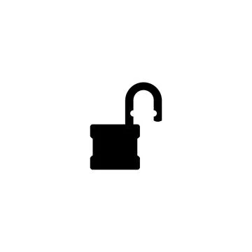 Open Padlock Silhouette, Flat Style Stock Illustration