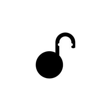Open Padlock Silhouette, Flat Style Stock Illustration