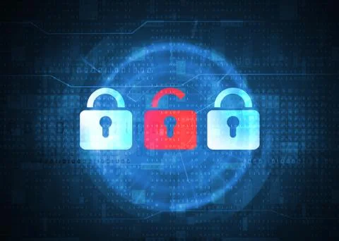 Open padlock symbol over binary data background 스톡 일러스트