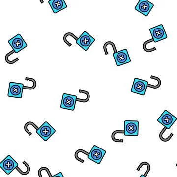 Open padlock vector seamless pattern Stock Illustration
